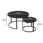 Coffee tables Solme I pakoworld 2pcs in black marble color with black metal legs