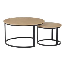   Coffee tables Solme I pakoworld 2pcs in oak color with black metal legs