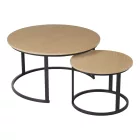 Coffee tables Solme I pakoworld 2pcs in oak color with black metal legs