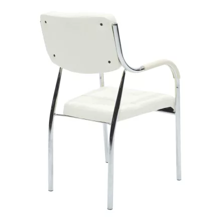 Stackable guest chair Otlen pakoworld white pu-chrome leg 47x45x87cm