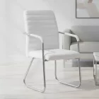 Guest chair Sefine pakoworld white pu-chrome leg 53x45x97cm