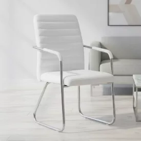 Guest chair Sefine pakoworld white pu-chrome leg 53x45x97cm