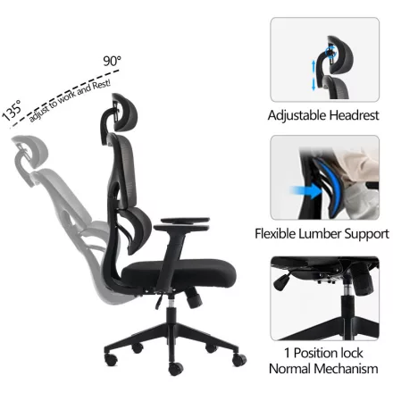 Cadrey pakoworld mesh black manager's office chair 67x64x120-128cm