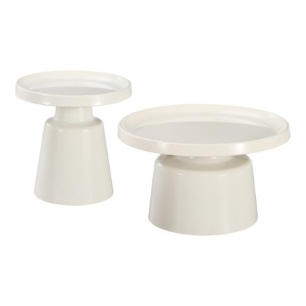 Coffee table Ginoze pakoworld 2 pieces set in white color metal