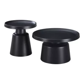   Coffee table Ginoze pakoworld 2 pieces set in black color metal