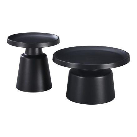 Coffee table Ginoze pakoworld 2 pieces set in black color metal