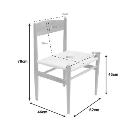 Conan chair pakoworld natural beech wood-seat natural rope 52x46x78cm