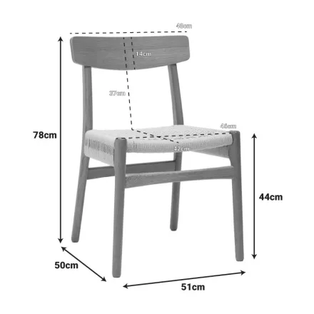 Safal chair pakoworld oak oak wood-seat ecru rope 51x50x78cm
