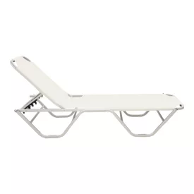   Dessie deckchair pakoworld aluminum stackable textilene off-white 56x188x30cm