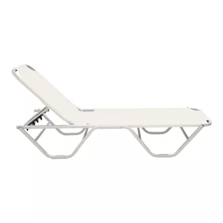 Dessie deckchair pakoworld aluminum stackable textilene off-white 56x188x30cm