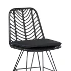 Garden chair Naoki pakoworld with cushion pe black-metal black leg 44x58x82cm