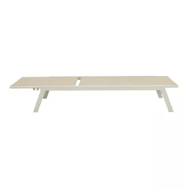   Boka pakoworld white aluminum and textilene deckchair in beige shade 60x192x31cm