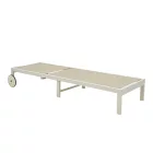 Deckchair Mailo pakoworld white aluminum and textilene in beige shade 71x206x30cm
