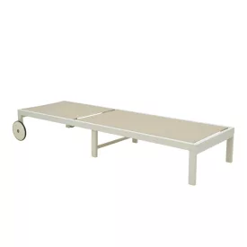   Deckchair Mailo pakoworld white aluminum and textilene in beige shade 71x206x30cm