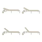 Deckchair Mailo pakoworld white aluminum and textilene in beige shade 71x206x30cm