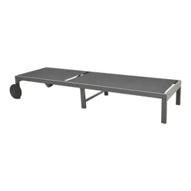   Deckchair Mailo pakoworld dark grey aluminum and textilene in black shade 71x206x30cm