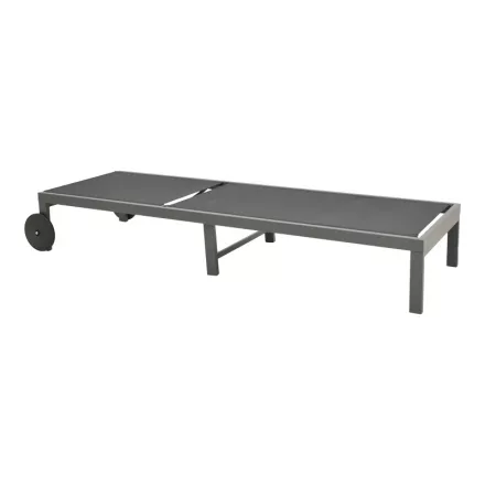 Deckchair Mailo pakoworld dark grey aluminum and textilene in black shade 71x206x30cm