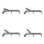 Deckchair Mailo pakoworld dark grey aluminum and textilene in black shade 71x206x30cm