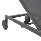 Deckchair Mailo pakoworld dark grey aluminum and textilene in black shade 71x206x30cm