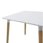 Dining table Natali pakoworld MDF top white-natural color legs 80x80x76cm