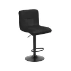 Bar stool Remina pakoworld height adjustable black velvet-black matt base 44x44x112cm