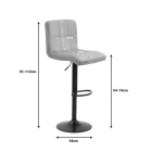 Bar stool Remina pakoworld height adjustable black velvet-black matt base 44x44x112cm