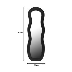 Mirror Glinde Inart velvet in black color 90x3.5x150cm