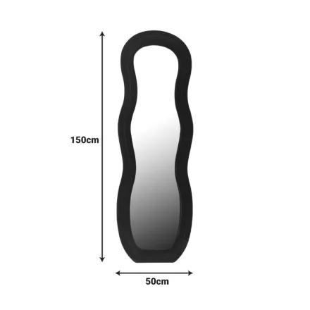 Mirror Glinde Inart velvet in black color 90x3.5x150cm