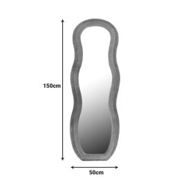 Mirror Glinde Inart velvet in grey color 90x3.5x150cm