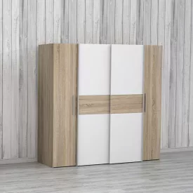   Wardrobe Closet pakoworld 4 doors sonoma oak-white melamine 200x61.5x190.5cm