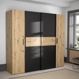   Wardrobe Bekerk pakoworld black-oak melamine 200x61.5x190.5cm