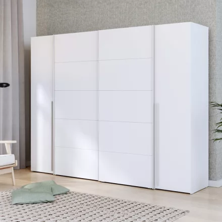 Wardrobe Verzo pakoworld 4 doors white melamine 270.5x61.5x210.5cm