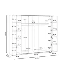 Wardrobe Verzo pakoworld 4 doors white melamine 270.5x61.5x210.5cm