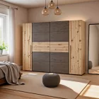 4-door wardrobe Verzo pakoworld oak-anthracite melamine 270.5x61.5x210.5cm