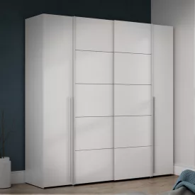   4-door wardrobe Lamore pakoworld white melamine 200x61.5x210.5cm