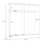 Wardrobe Jolite pakoworld 2 doors with shelves white-oak melamine 190x61x190.5cm