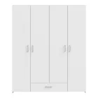 Openable four-leaf wardrobe Generiale pakoworld melamine white with 3 grey shelves 159x54.5x190.5cm