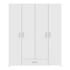   Openable four-leaf wardrobe Generiale pakoworld melamine white with 3 grey shelves 159x54.5x190.5cm