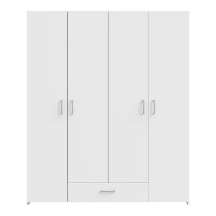 Openable four-leaf wardrobe Generiale pakoworld melamine white with 3 grey shelves 159x54.5x190.5cm