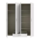 Openable four-leaf wardrobe Generiale pakoworld melamine white with 3 grey shelves 159x54.5x190.5cm