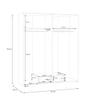 Openable four-leaf wardrobe Generiale pakoworld melamine white with 3 grey shelves 159x54.5x190.5cm