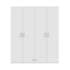 Openable four-leaf wardrobe Generiale pakoworld melamine white with 3 grey shelves 177.5x54.2x210.5cm