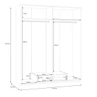 Openable four-leaf wardrobe Generiale pakoworld melamine white with 3 grey shelves 177.5x54.2x210.5cm