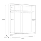 Wardrobe Noez I pakoworld 2 doors with shelves in white color 170.5x61x190.5cm