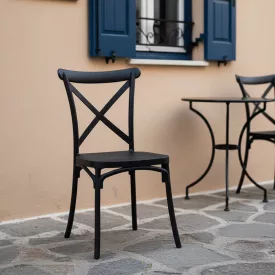   Stackable Crossie chair pakoworld pp in dark grey shade 38x46.5x82cm