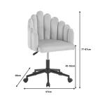 Work chair Manole pakoworld grey velvet  57x50x77-87cm