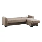 Reversible corner sofa-bed with storage space Kansas pakoworld beige fabric 235x150x80cm