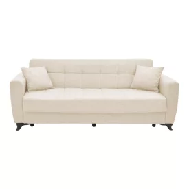   Modesto pakoworld three-seater sofa-bed with storage space cream fabric 215x85x80cm