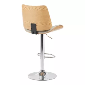   Rotating bar stool Amani pakoworld beige pu-chromed base 50.5x54x87.5-107.5cm