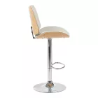 Rotating bar stool Amani pakoworld beige pu-chromed base 50.5x54x87.5-107.5cm